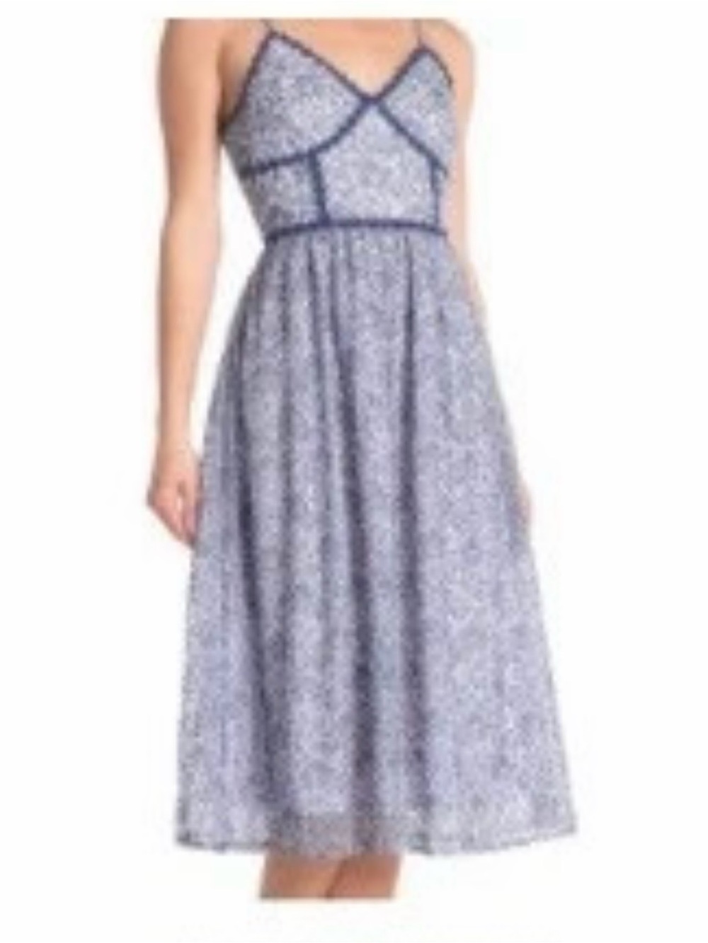 Anthropologie NSR Blue Floral Spaghetti-Strap Midi Dress Small